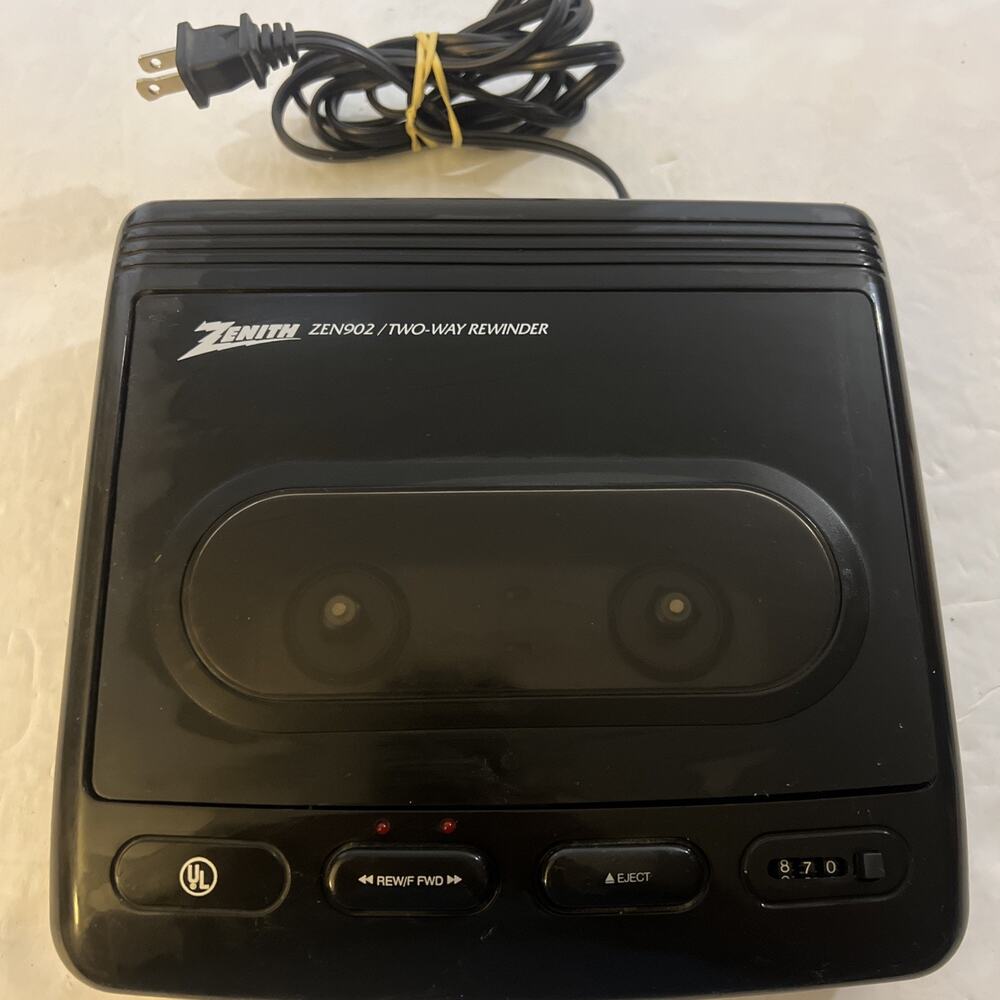 Zenith ZEN902 Two-Way VHS Tape Rewinder, Fast Forward or Reverse, TESTED